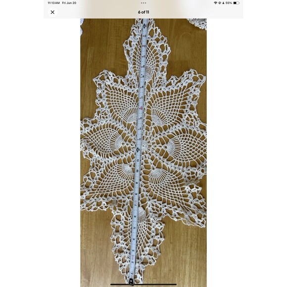 2 Table Runner & 2 Doilies Hand Crocheted Different Sizes& Shapes (H) - Picture 6 of 11